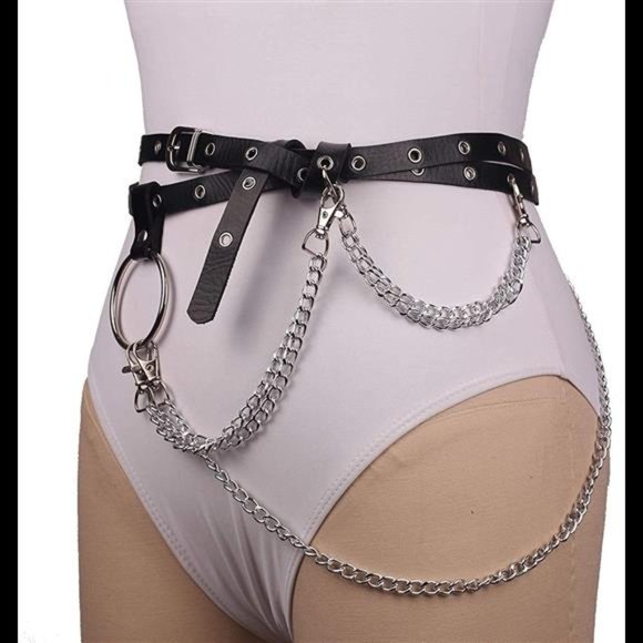 Wyenliz Women\'s Body Chain Belt Leather Gothic Punk Waist Belt Adjustable main image 6